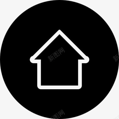 填充圆形家里的圆形按钮与房子外形图标图标