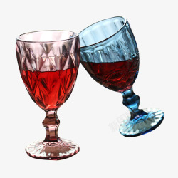 透明洋酒杯子红色蓝色玻璃酒杯高清图片