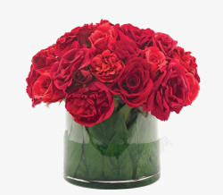 红色玫瑰玻璃瓶插花素材