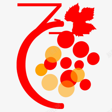 玫粉橙色葡萄logo图标图标