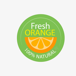 绿色新鲜橘子圆形水果标签矢量图素材