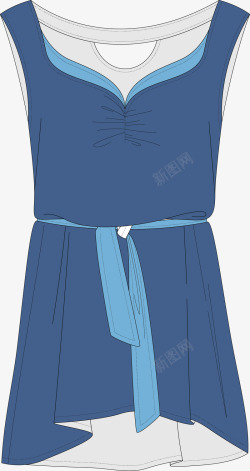蓝色卡通裙子服装素材