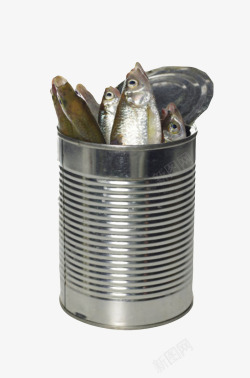 银色圆形金属沙丁鱼罐头实物素材