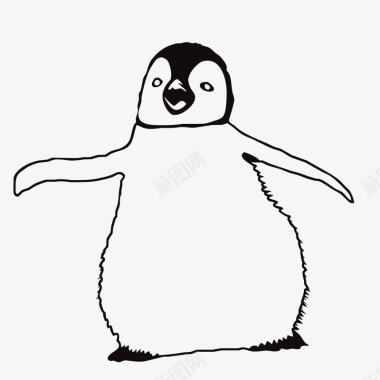 寒冷手绘企鹅宝宝元素矢量图图标图标
