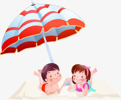 卡通小人物造型遮阳伞素材