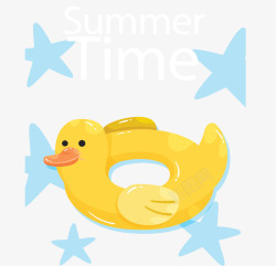 夏日时光小黄鸭泳圈矢量图素材