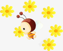 卡通花朵小蜜蜂素材