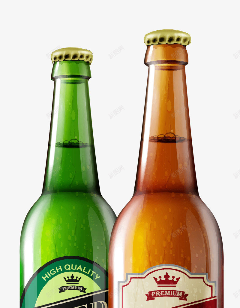 绿色玻璃啤酒瓶子png免抠素材_88icon https://88icon.com 啤酒瓶子 玻璃瓶子 绿色瓶子 质感 黄色瓶子 黄色盖子