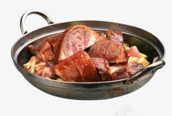 干锅里的烧鹅肉素材