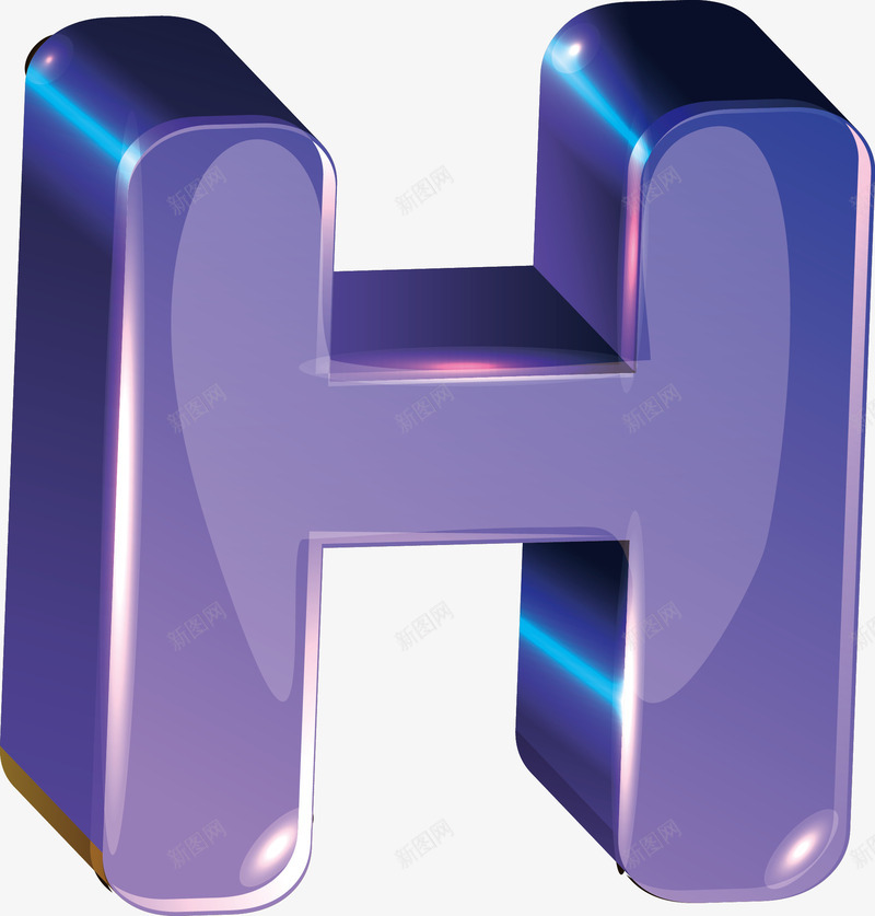 立体字母Hpng免抠素材_88icon https://88icon.com 点缀 紫色 装饰