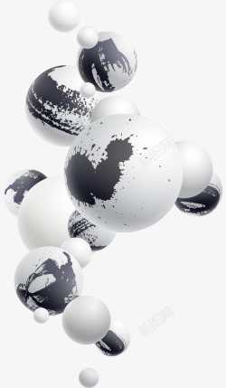 黑白泼墨漂浮球体素材