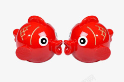 红色喜庆中国风亲嘴鱼装饰素材