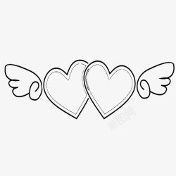 两个心两个带翅膀的心型图案高清图片