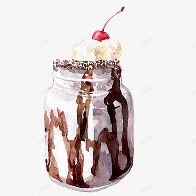 巧克力冰激淋png免抠素材_88icon https://88icon.com 冷饮 巧克力冰激淋 手绘 玻璃杯 甜点 白色的 简图
