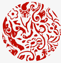 红色中国风圆形印章素材