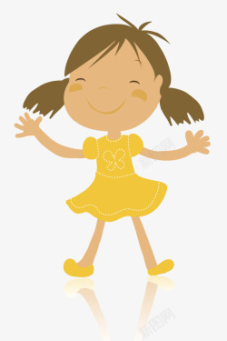 橘色衣服卡通穿黄色连衣裙子的儿童高清图片