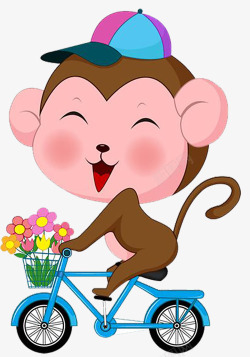 骑单车儿童猴子骑车高清图片
