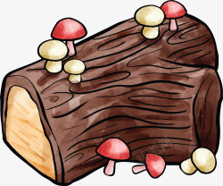 蘑菇装饰树桩蛋糕矢量图素材
