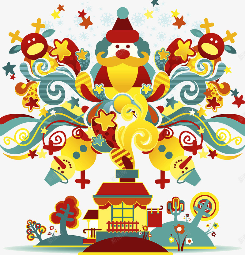 圣诞缤纷插画png免抠素材_88icon https://88icon.com 下雪 促销 圣诞插画 圣诞礼物 圣诞老人 城堡 幽默漫画 广告设计 标签牌 海报设计 缤纷 装饰品 铃铛 雪人 雪花