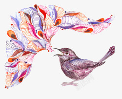 水彩动物小鸟手绘插画素材
