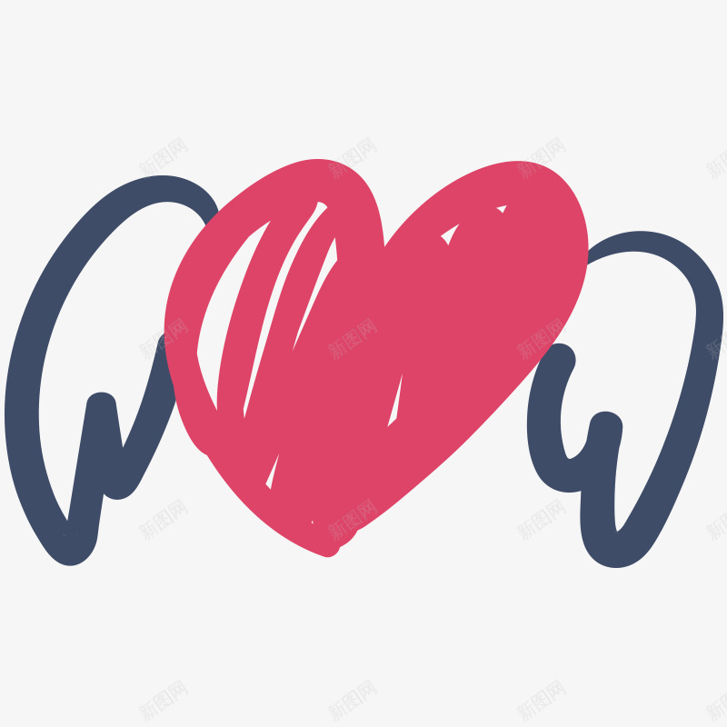 手绘爱心上的翅膀png免抠素材_88icon https://88icon.com png图形 png装饰 手绘 桃心 翅膀 装饰