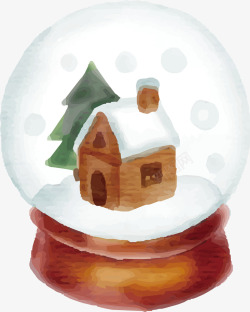 下雪房子水晶球素材