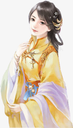 美女png免抠素材_88icon https://88icon.com 中国古代衣服 古代 女孩 手绘 黄衣服 黄衣服美女