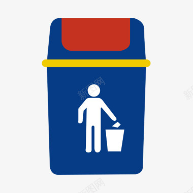 路边垃圾桶蓝色垃圾桶图标图标