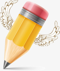 卡通写实翅膀铅笔素材