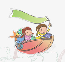 唯美卡通小人坐船在水上素材
