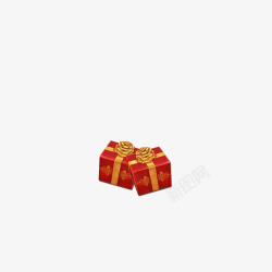 两个中国红的礼品盒素材