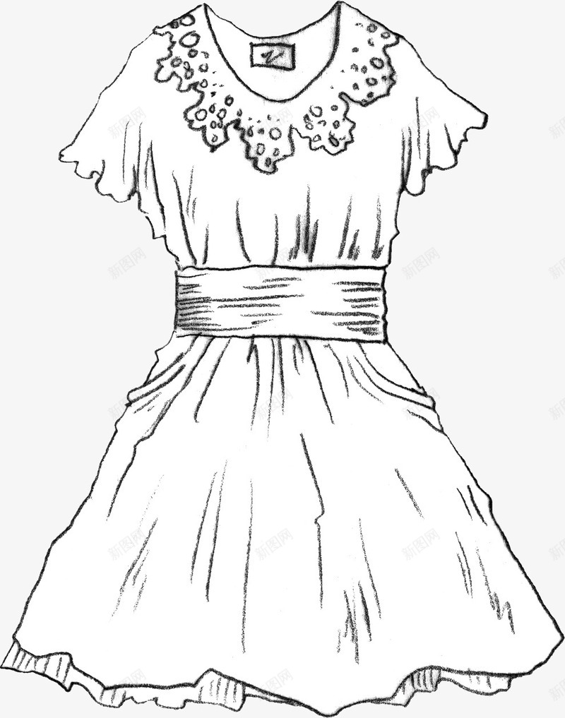 衣服png免抠素材_88icon https://88icon.com 卡通 可爱 女孩 手绘 衣服 连衣裙 黑白