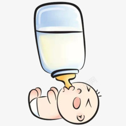 卡通宝宝吃奶瓶素材