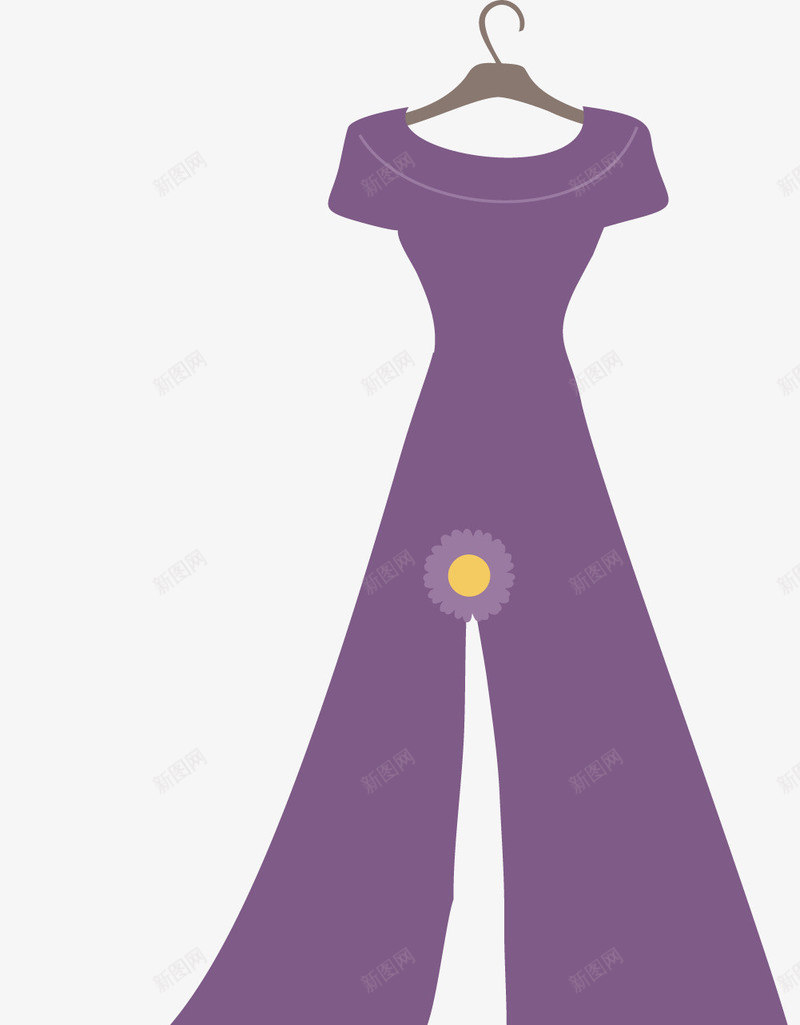紫色衣服长裙png免抠素材_88icon https://88icon.com 唯美 唯美长裙 小清新 开叉裙子 手绘 紫色衣服
