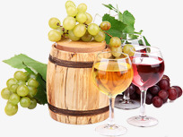 葡萄红酒水果木桶素材