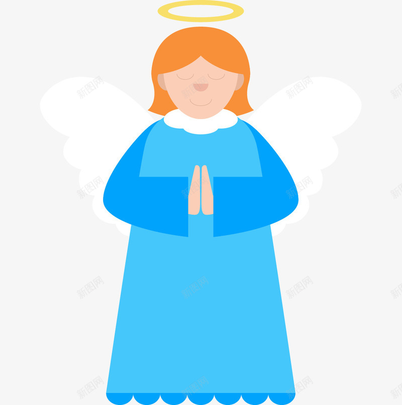 祈祷的天使png免抠素材_88icon https://88icon.com 光环 双手合十 天使 手绘 祈祷 祈祷的手 翅膀 蓝色的