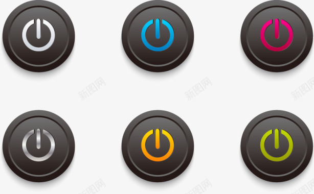 电源按钮黑色开关按钮插图图标图标
