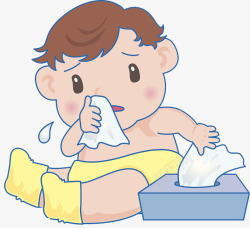 身体酸痛宝宝插图生病痛苦流鼻涕高清图片