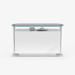 简单白色透明玻璃吧台桌素材