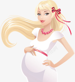 黄头发女人怀孕的白衣女子高清图片