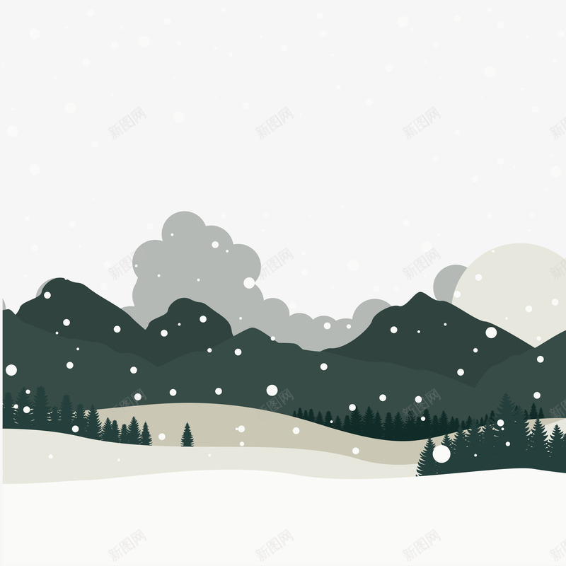 雪景png免抠素材_88icon https://88icon.com 下雪 冬景 山林 树木