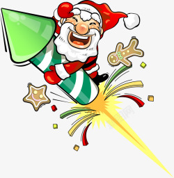 新年快乐小人卡通火箭圣诞老人高清图片