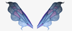 手绘蓝色美丽翅膀素材