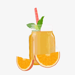 手绘橙汁饮品素材