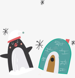 企鹅和它的房子矢量图素材