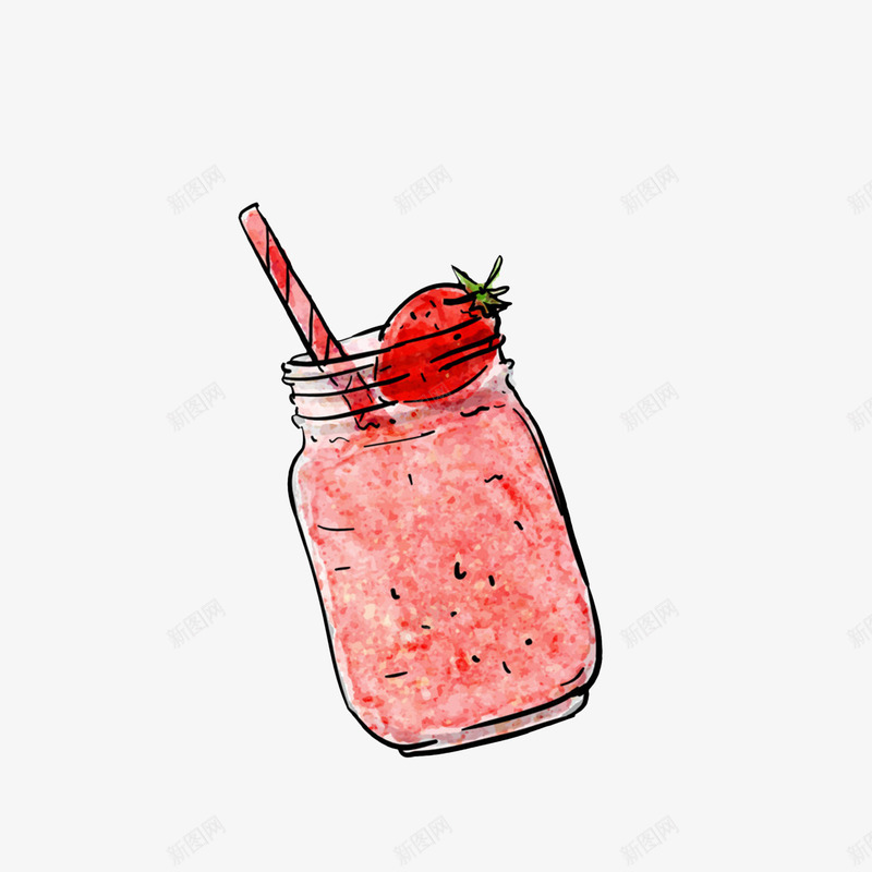 手绘草莓酱料玻璃瓶png免抠素材_88icon https://88icon.com 卡通手绘 玻璃瓶 罐头瓶 草莓酱料 透明