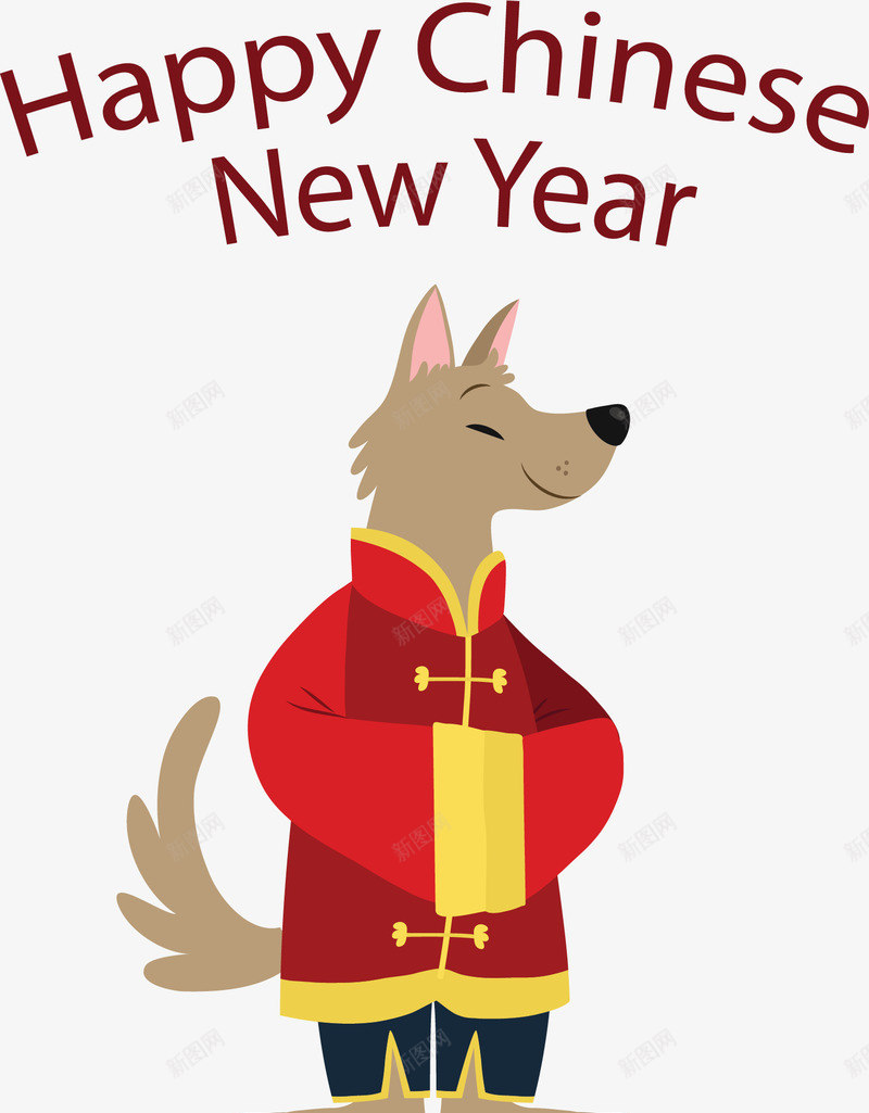 红衣服狗狗新年海报矢量图ai免抠素材_88icon https://88icon.com 新年海报 狗年 狗狗 狗狗形象 矢量png 红衣服的狗 矢量图