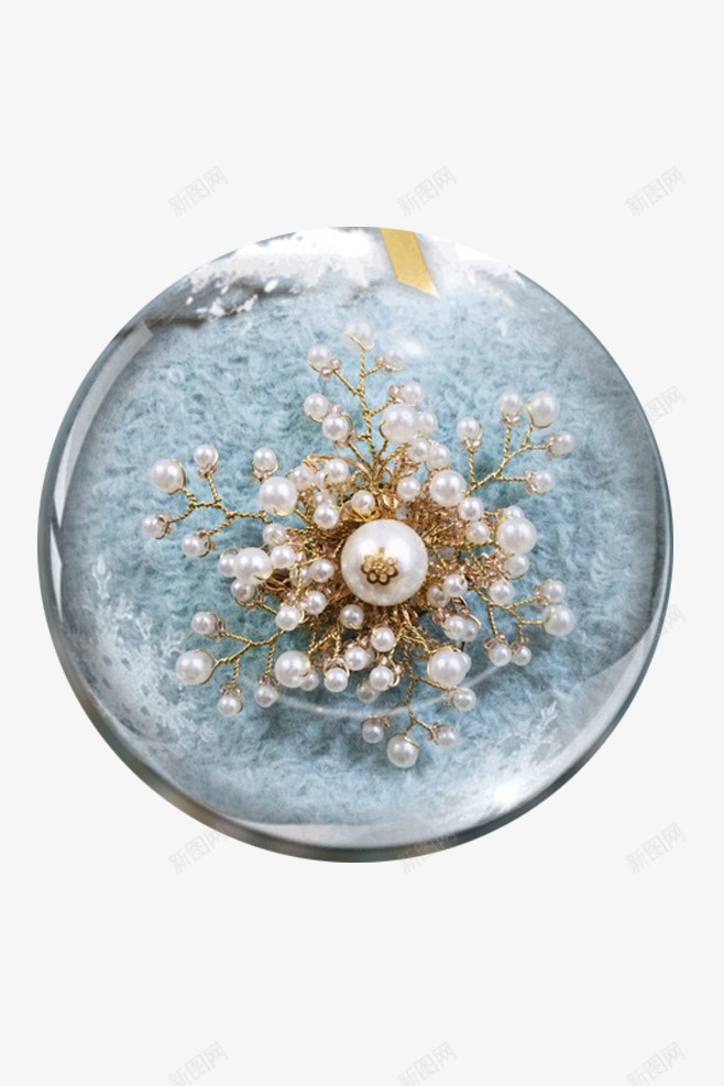 雪绒花饰品png免抠素材_88icon https://88icon.com 玻璃 球形 雪绒花 饰品