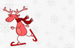 下雪天滑冰的圣诞驯鹿素材