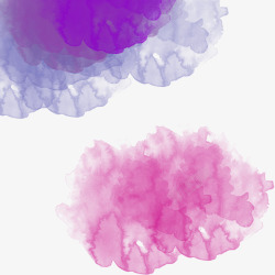 手绘粉紫色水彩墨迹装饰素材